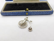 Sterling Silver Nuvo Penny Farthing Bicycle Charm Pendant Vintage c1970
