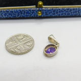 Sterling Silver & Amethyst Drop Charm Pendant Vintage c1970