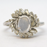 Platinum, Moonstone & 0.75ct Diamond Floral Cluster Ring Vintage Birmingham