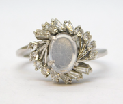 Platinum, Moonstone & 0.75ct Diamond Floral Cluster Ring Vintage Birmingham
