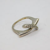 Sterling Silver 9 Spinel Curved Crossover Studio Ring Modern c1990 Size M 1/2