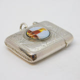 Art Deco Sterling Silver & Enamel Golfing Vesta Case Antique c1930