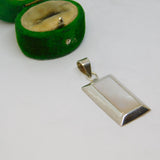 Sterling Silver Modernist Mother Of Pearl Rectangle Charm Pendant Vintage c1970