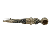 Scottish Sterling Silver, Granite & Citrine Dirk Brooch Antique 1921 Birmingham