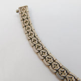 Sterling Silver Woven Pattern Chain Link Bracelet Vintage c1970s