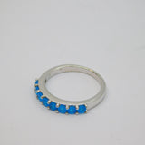 Sterling Silver 8 Stone Blue Topaz Half Eternity Ring Vintage c1970 Size N 1/2