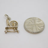 Sterling Silver Spinning Wheel Charm Pendant Vintage c1970
