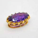 Art Deco Sterling Silver Gilt & Faceted Amethyst Drop Pendant Antique c1930