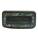 19th Century German Papier Mache 'A Present from Blackpool' Snuff Box Antique