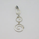 Sterling Silver Triple Linked Swirls Long Drop Studio Pendant Vintage c1970s