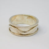 Sterling Silver Swirl Design Wide Band Ring Vintage c1970 Size P