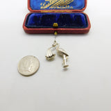 Sterling Silver Articulated Stork Baby Charm Pendant Vintage c1970
