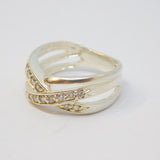 Sterling Silver Spinel Set Cross Over Band Ring Vintage c1970 Size N