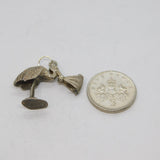 Sterling Silver Stork Carrying Baby Charm Pendant Vintage c1970