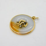 20th Century Chinese 14ct Gold, Natural Jade & Diamond Pendant Antique c1920s