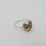 Sterling Silver Two Encircled Sunflowers Dress Ring Vintage c1970 Size N