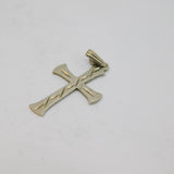 Sterling Silver Patterned Textured Cross Charm Pendant Vintage c1970
