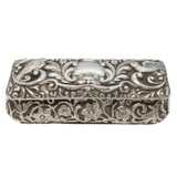 Edwardian Sterling Silver Bird & Folate Pattern Jewellery Box Antique Birmingham