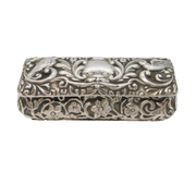 Edwardian Sterling Silver Bird & Folate Pattern Jewellery Box Antique Birmingham