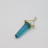 Sterling Silver Blue Glass Pointed Drop Charm Pendant Vintage c1970