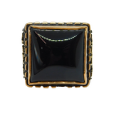 Sterling Silver Gold Front Black Onyx Gothic Style Ring Vintage c1970 Size P