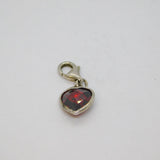 Sterling Silver Faceted Red Glass Heart Clip On Charm Pendant Modern c2000s