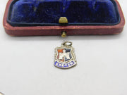 Sterling Silver and Enamel Travel Shield Exeter Charm Pendant Vintage c1970