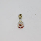 Sterling Silver Red Spinel & Diamond Delicate Drop Pendant Modern c1990s