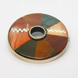 19th Century Scottish Sterling Silver & Agate Circular Brooch Antique c1860