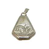 Sterling Silver Top Opening Patterned Locket Charm Pendant Vintage c1970