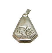 Sterling Silver Top Opening Patterned Locket Charm Pendant Vintage c1970