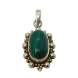 Sterling Silver Malachite Bobble Pattern Studio Style Pendant Vintage c1970