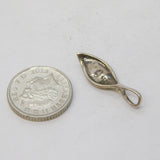 Sterling Silver Leaf Pattern Drop Charm Pendant Vintage c1970s