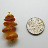 Sterling Silver Triple Amber Charm Pendant Vintage c1970