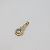 Sterling Silver Celtic Style Blue Topaz Set Drop Charm Pendant Vintage c1970