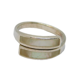 Sterling Silver Natural Shell Wrap Around Dress Band Ring Vintage c1990 Size O