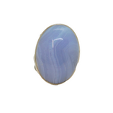Sterling Silver Blue Lace Agate Chunky Statement Open Ring Vintage 1972 Size M
