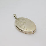 Sterling Silver Patterned Large Oval Double Locket Pendant Vintage c1970