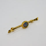 Gold On Sterling Silver Opal Doublet Oval Bar Brooch Pin Contemporary c1990