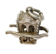 Sterling Silver Sedan Chair Charm Pendant Vintage c1970