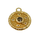 Italian Sterling Silver Gilt Smoky Quartz & Garnet Charm Pendant Modern c2000s