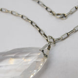Victorian Sterling Silver Faceted Rock Crystal Pendant Necklace Antique c1890
