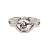 Sterling Silver Diamond Illusion Patterned Dress Ring Modern c2000 Size K 1/2