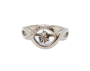 Sterling Silver Diamond Illusion Patterned Dress Ring Modern c2000 Size K 1/2