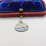 Sterling Silver and Enamel Conwy Travel Shield Charm Pendant Vintage c1970