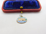 Sterling Silver and Enamel Conwy Travel Shield Charm Pendant Vintage c1970