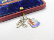 Sterling Silver and Coloured Enamel Travel Shield Southsea Charm Vintage c1970