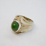 Sterling Silver Domed Green Jasper Studio Dress Ring Vintage c1970 Size K 1/2