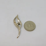 Sterling Silver White Topaz Curvy Organic Shape Drop Pendant Vintage c1970