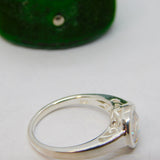 Sterling Silver Sparkling Paste Set Dress Ring Vintage c1970 Size O UK